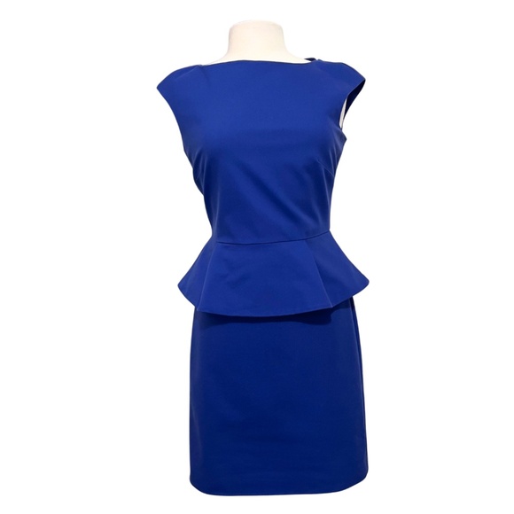 French Connection Sz 8 Royal Blue Sheath Sleeveless Peplum Professional Office - Picture 2 of 12